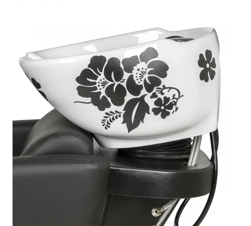 Парикмахерская мойка МД-123 раковина глубокая белая с цветами 